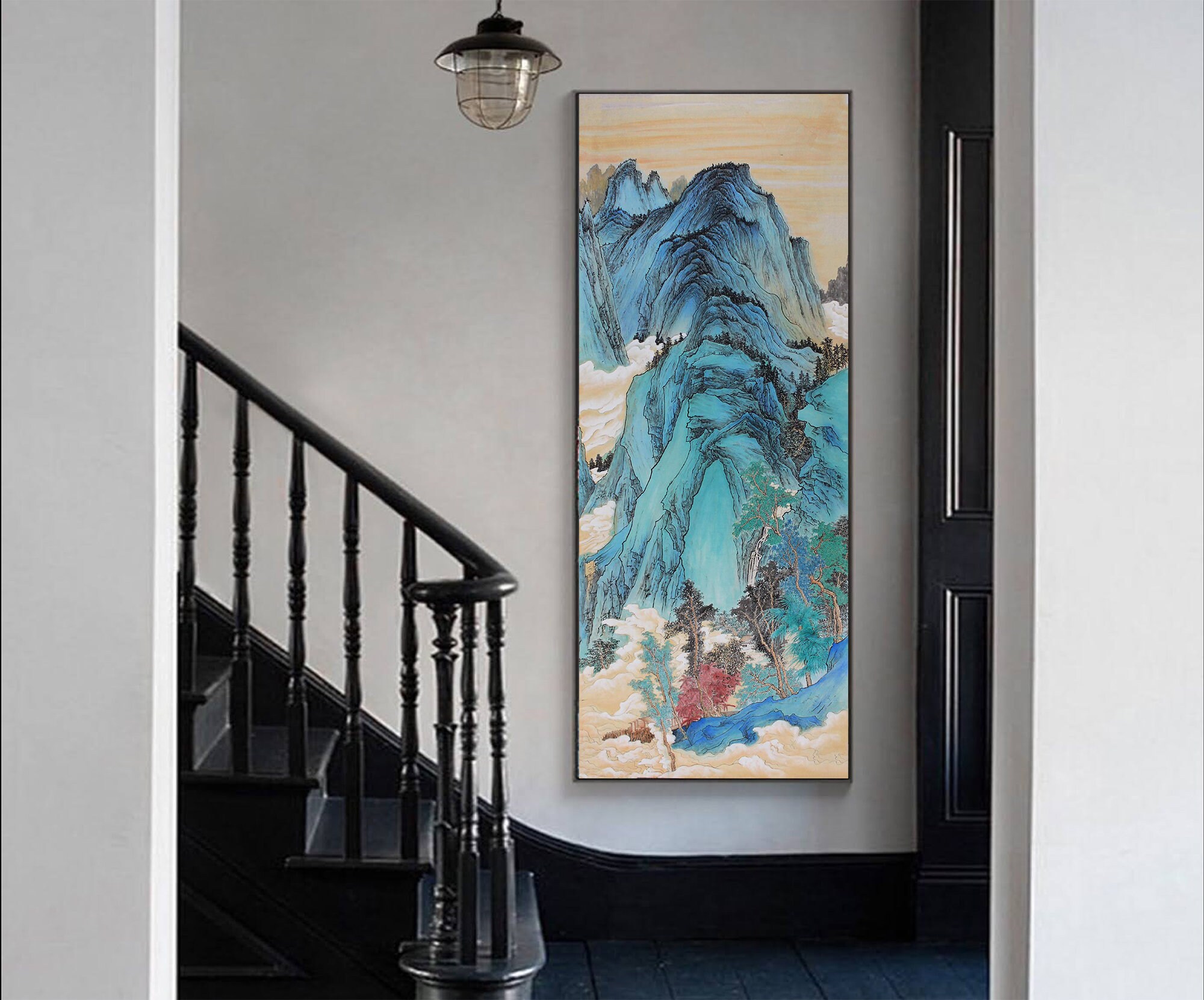Hand-painted Jin-bi Shan Shui, Natural Mineral Pigments Painted