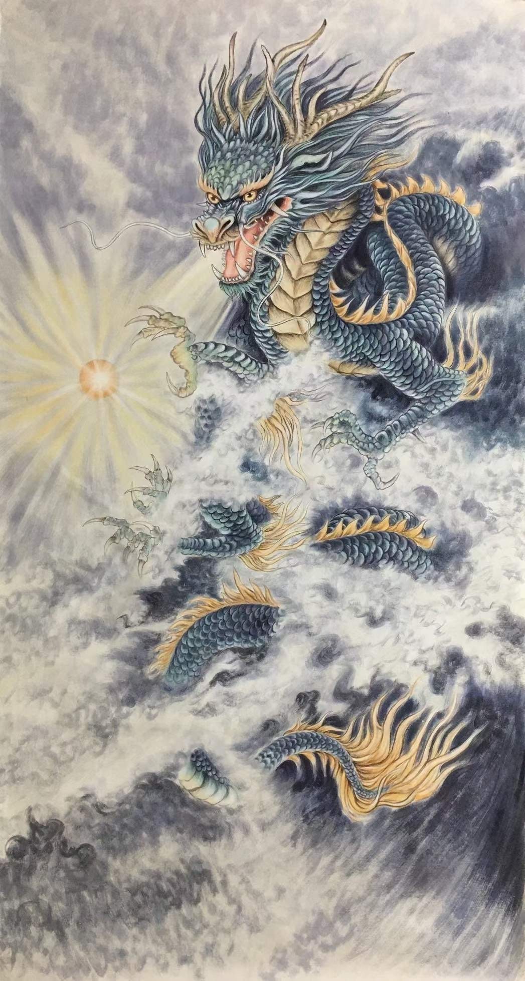 中国美術龍ドラゴンARTペーパーエッチングアーティストK.T.LO DRAGON