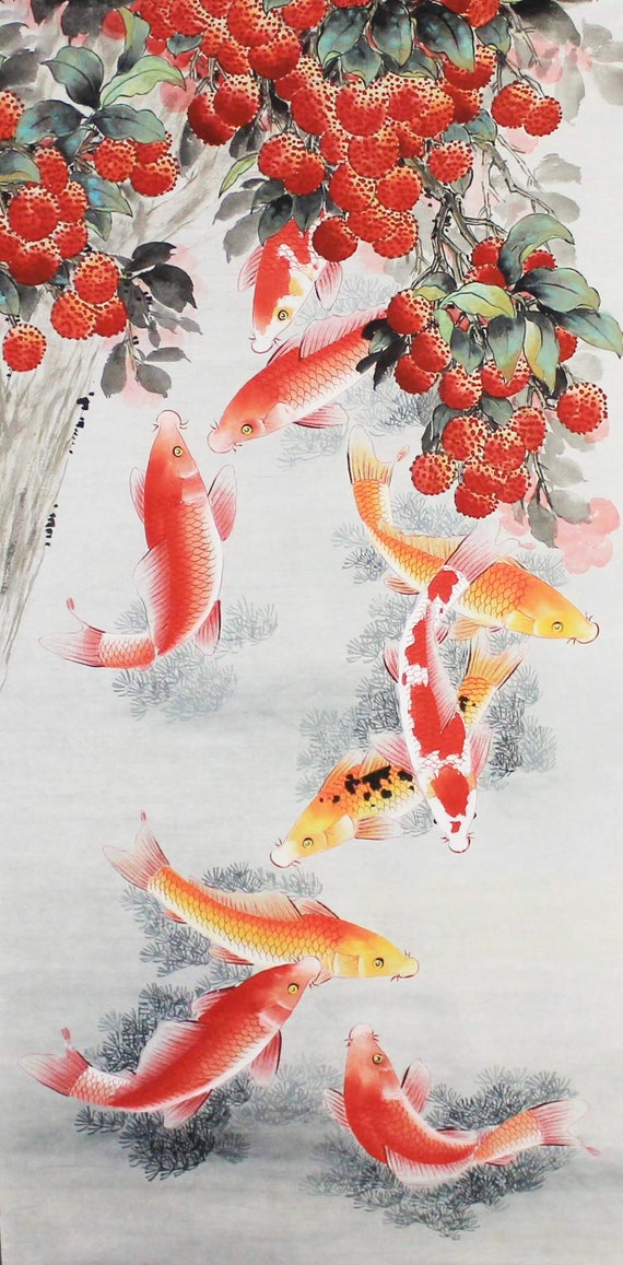 Classic Koi Fish Wall Scroll - Chinese Art