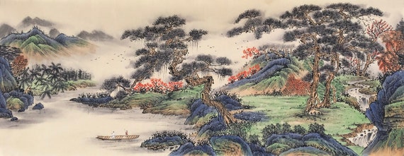 Hand-painted Chinese Traditional Landscape Painting, Large