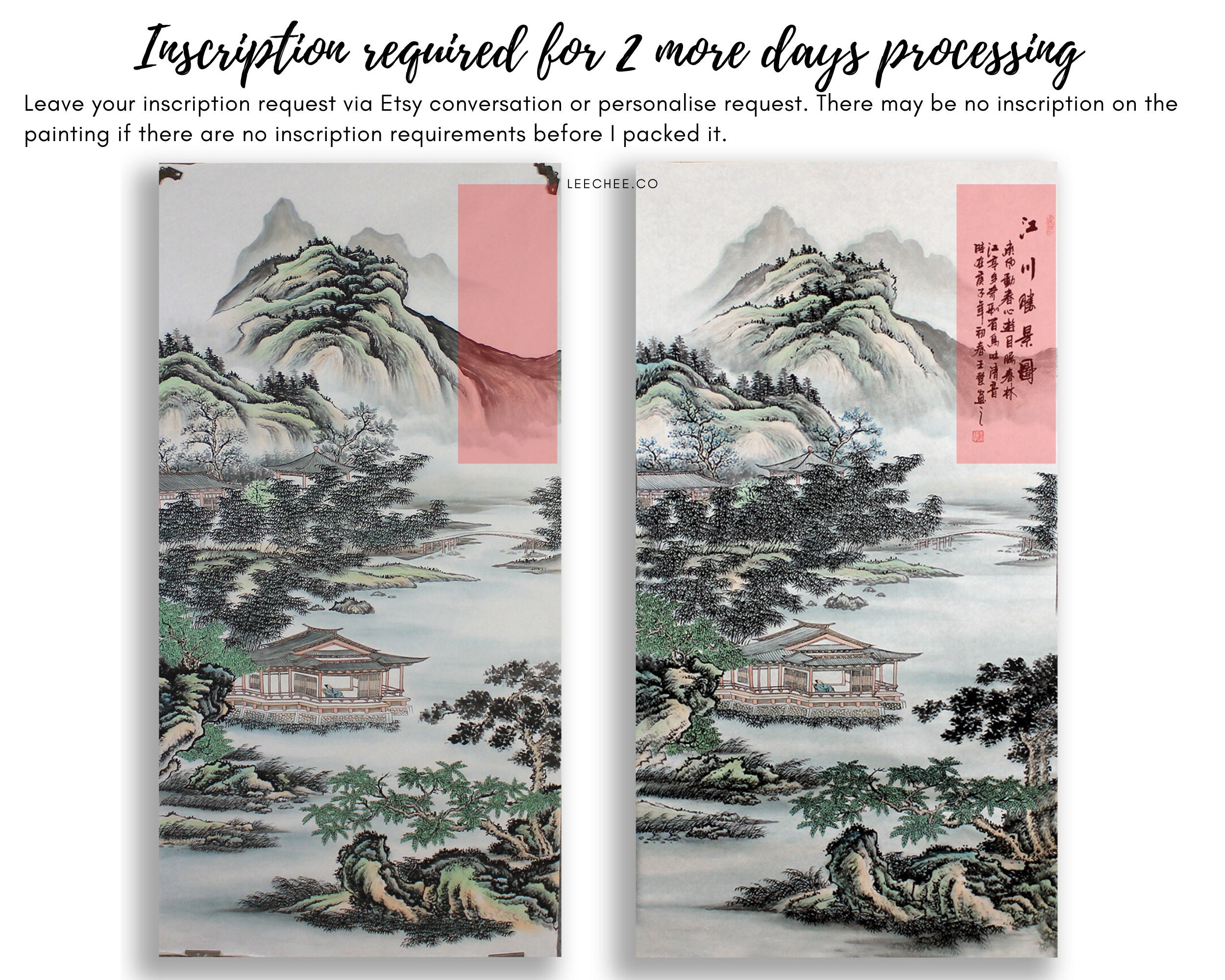 清筆shanshui Vintage Chinese Landscape Painting Scroll Shanshui 山水Ink