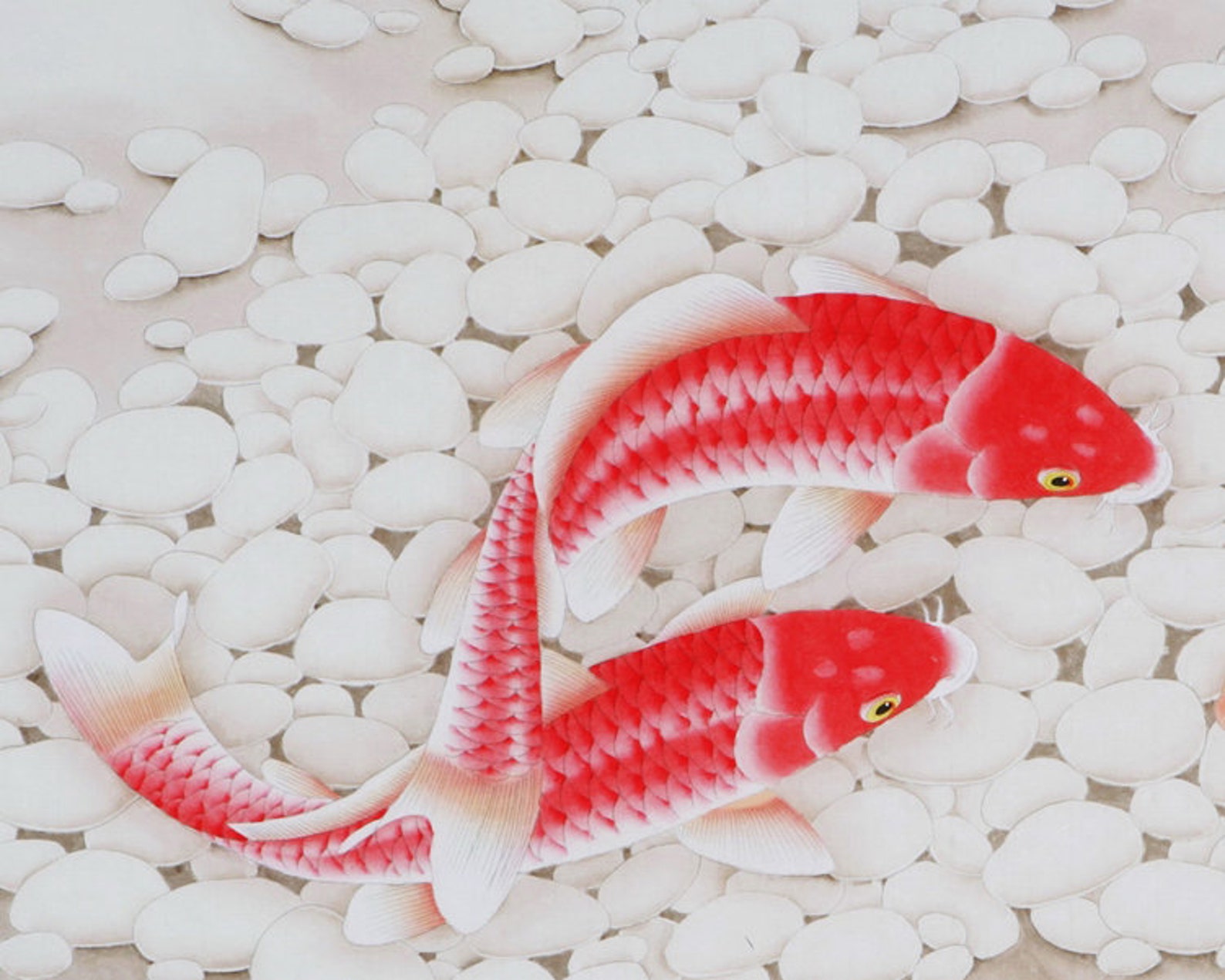 100 handpainted koi fish art lotus  koi sumi e vertical  etsy