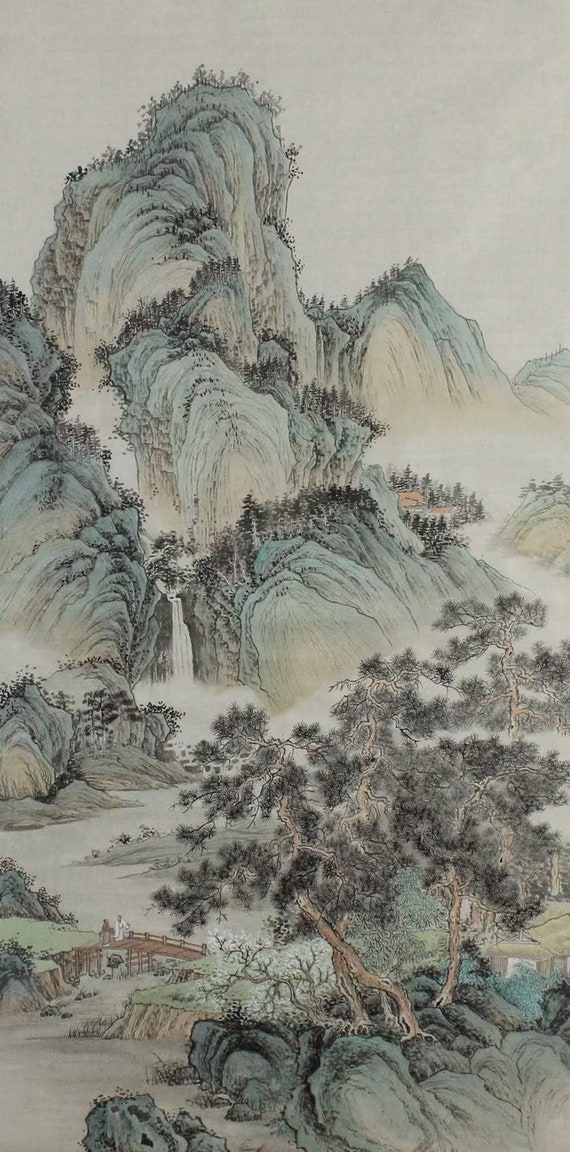 Original Hand-painted Chinese Landscape Painting, Antique Chinese
