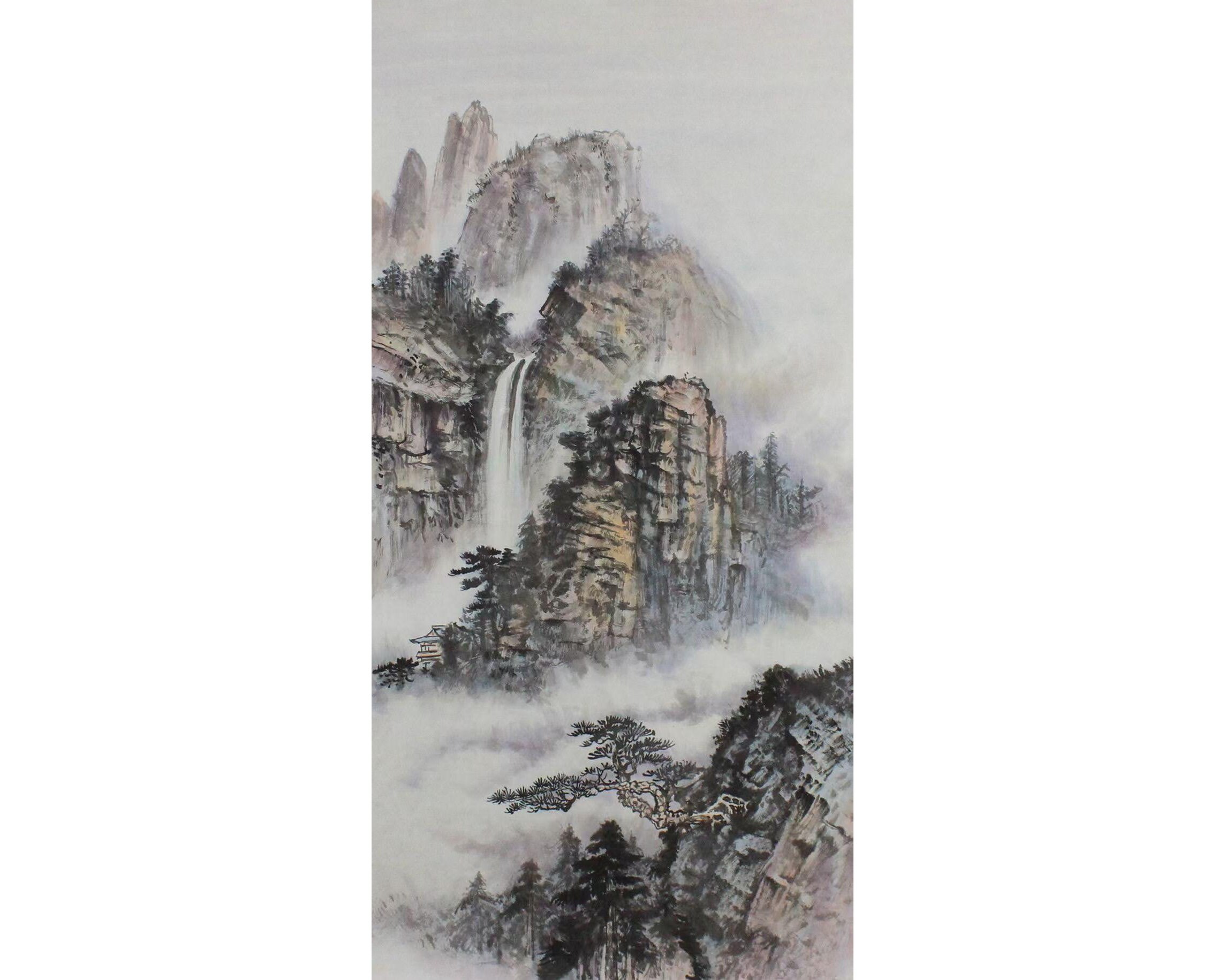Original Hand-painted mount-Huangshan artwork light colored | Etsy