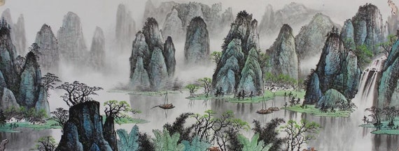 Extra Large Size Original Ink Brush Painting, Horizontal Chinese
