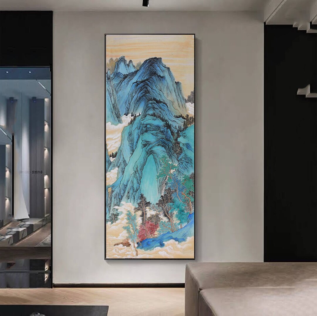 Hand-painted Jin-bi Shan Shui, Natural Mineral Pigments Painted