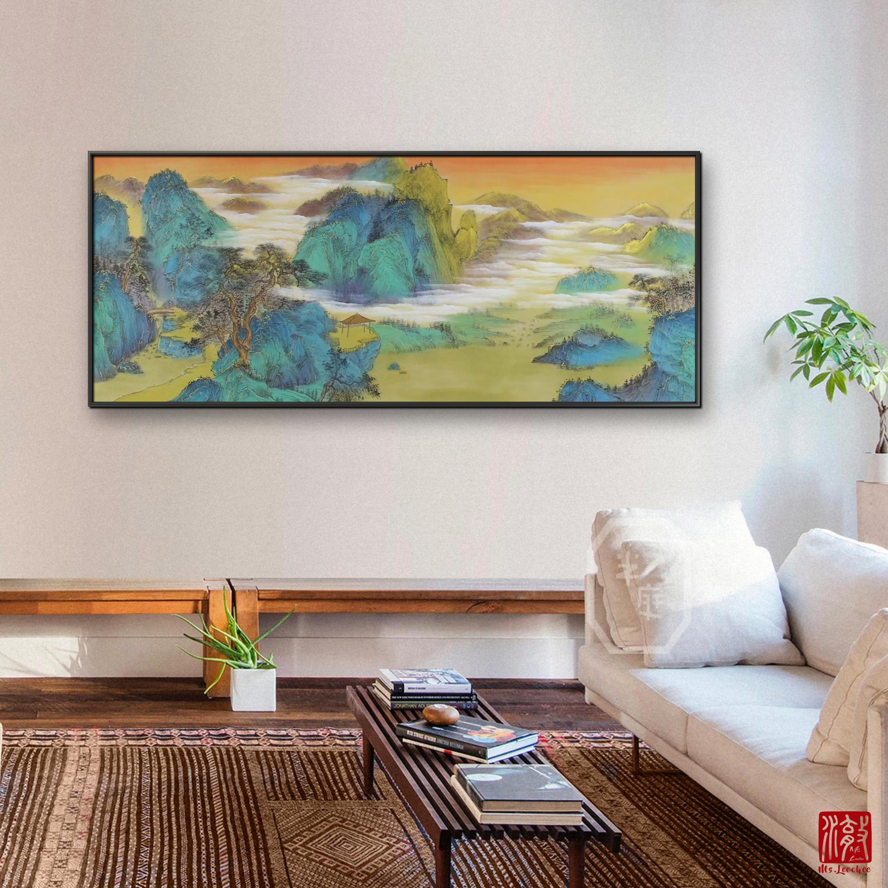 Emerald Peaks Chinese Landscape Painting | Color Ink on Xuan Paper