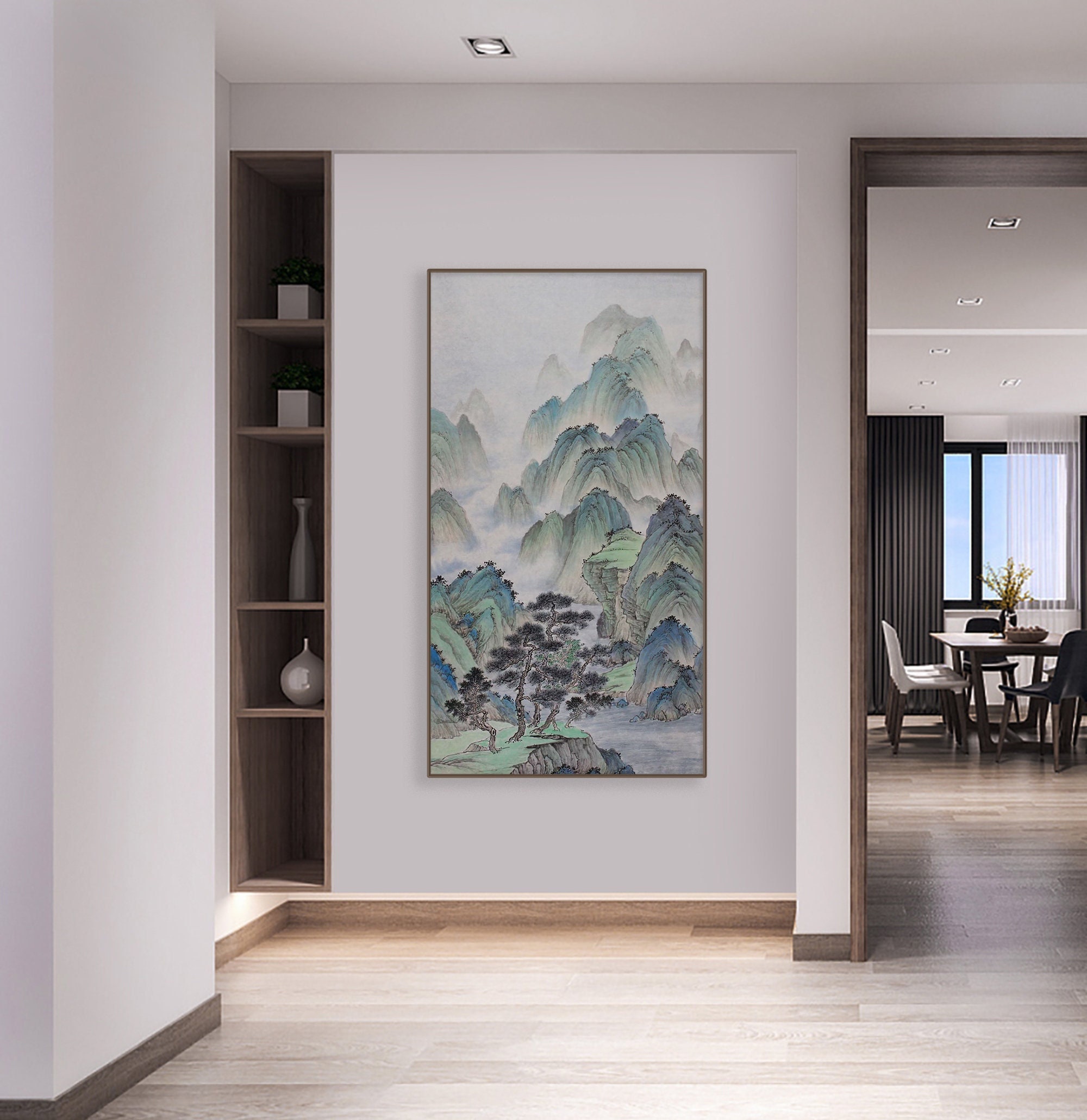 清筆shanshui Hand-painted Fine-brush Shan Shui Painting, Original Chinese