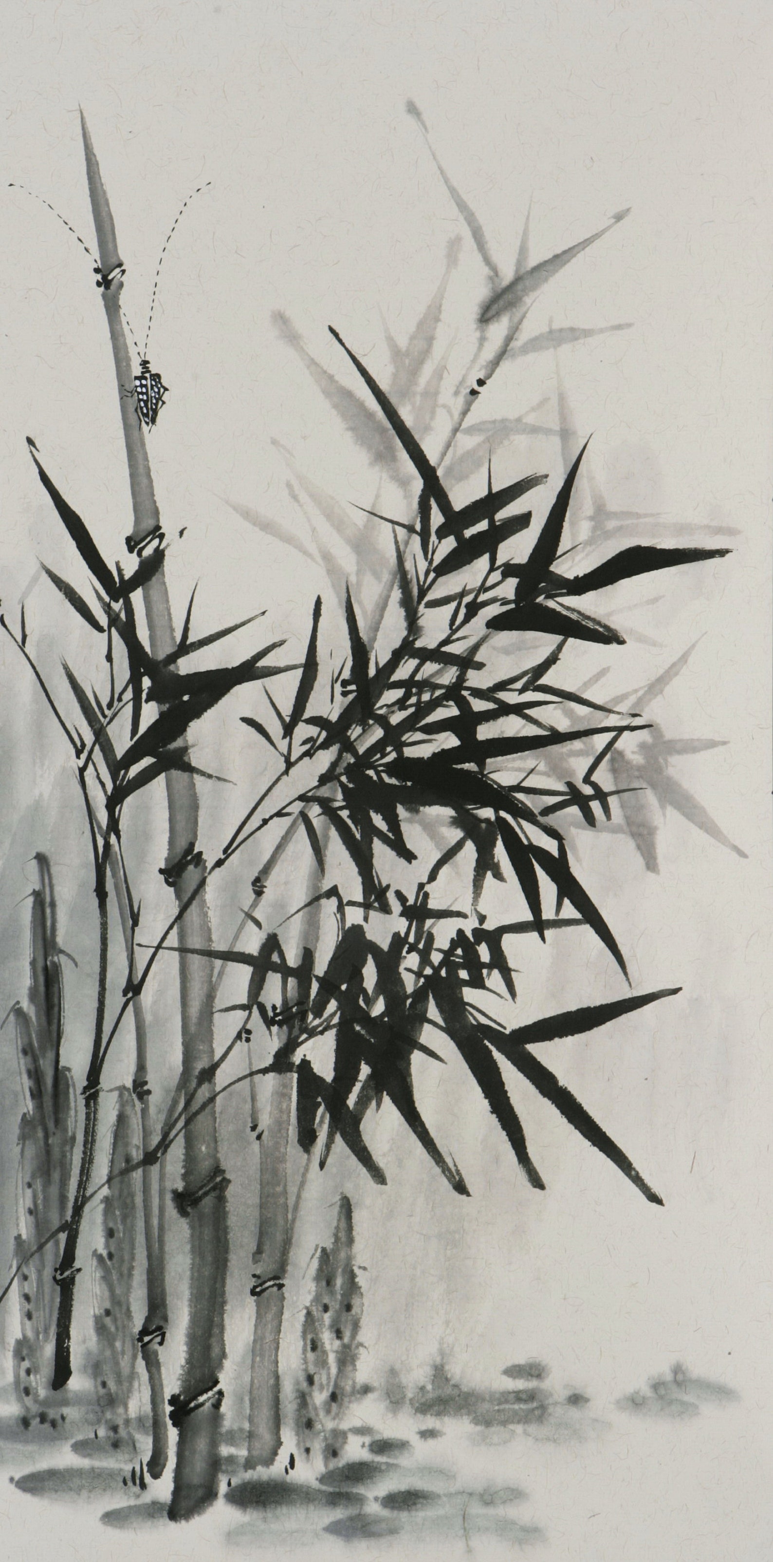 HandPainted bamboo brush painting set of 2 original sumi Etsy