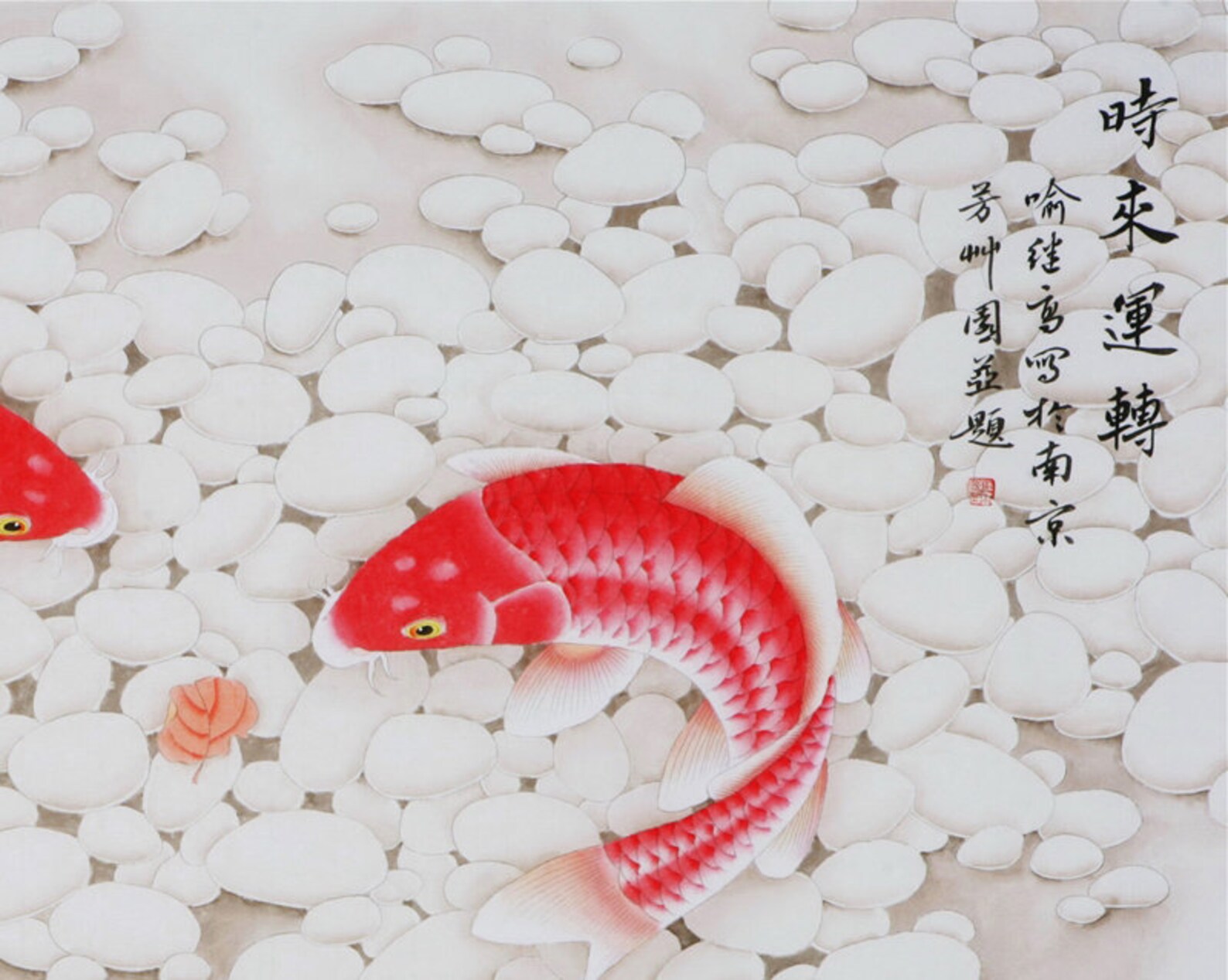 100 handpainted koi fish art lotus  koi sumi e vertical  etsy