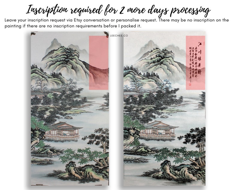 Original Chinese Shan shui painting, Minimal abstract ink wash painting, 100% hand-painted, shuimo painting, horizontal 19.7"x39.4" 49x99 cm Bild 6
