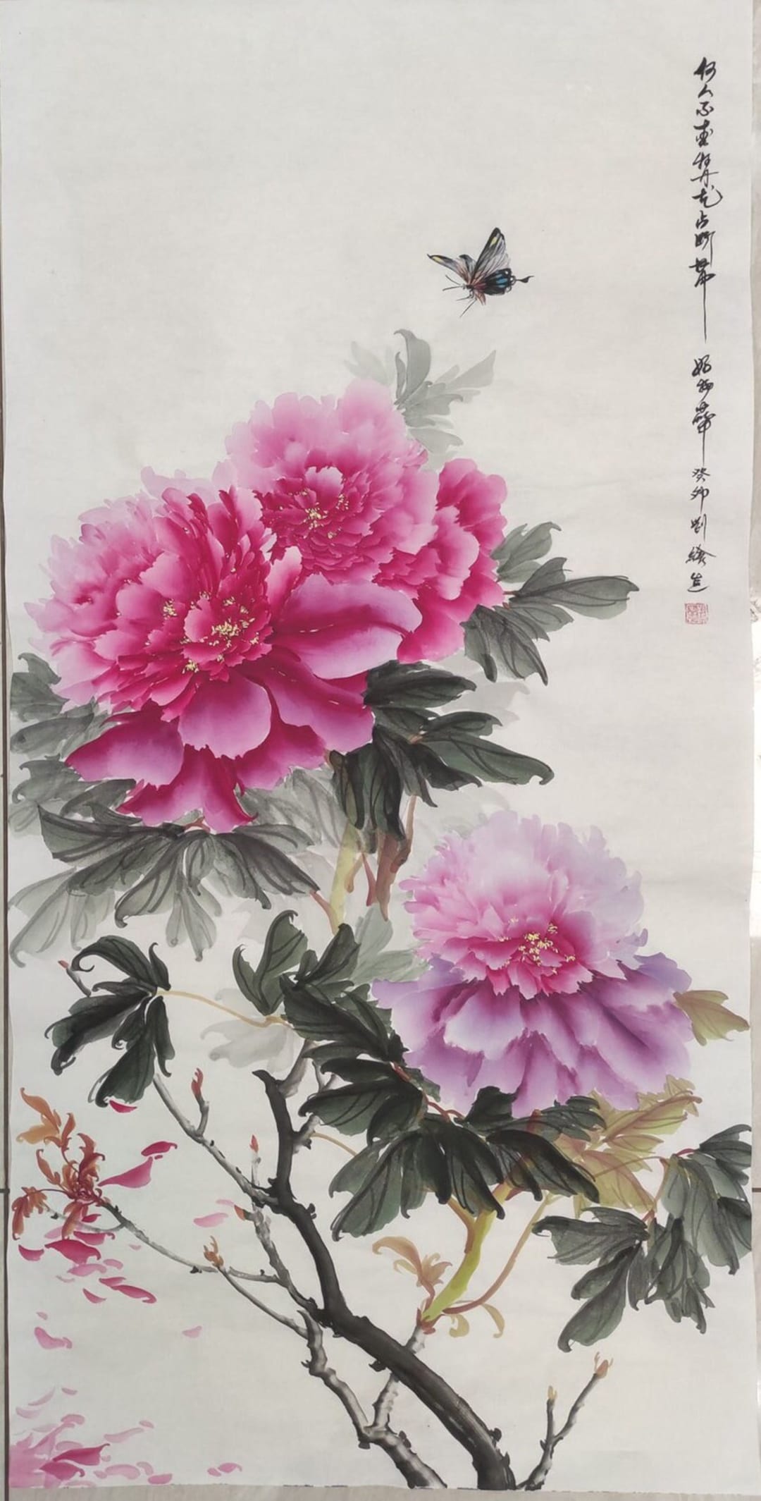 Original Painting, Hand-painted, Chinese Peony Brush Painting