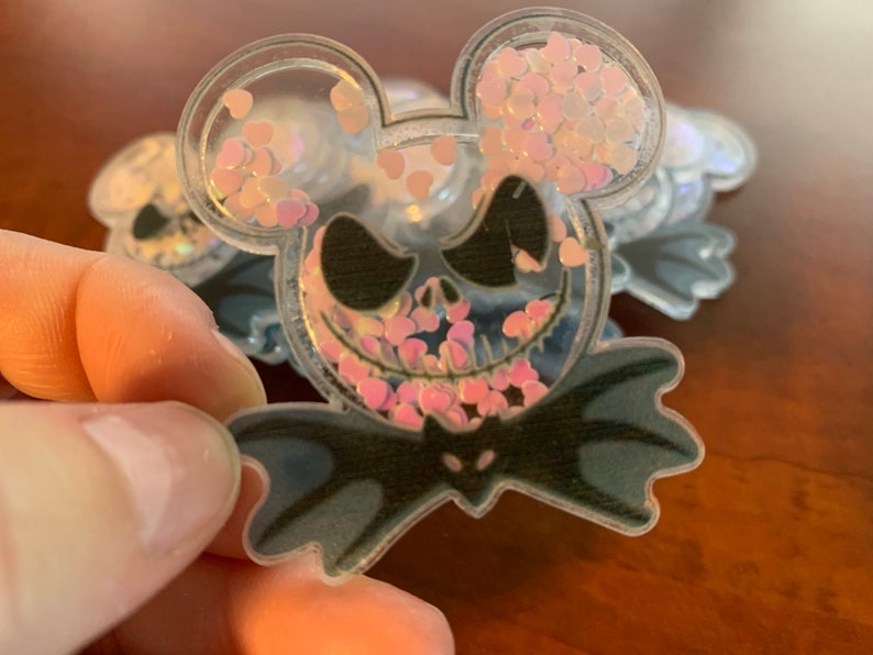 hair bow center Flat Back Planar Resin embellishment Nightmare Before Christmas Jack Glitter Shaker cabochon