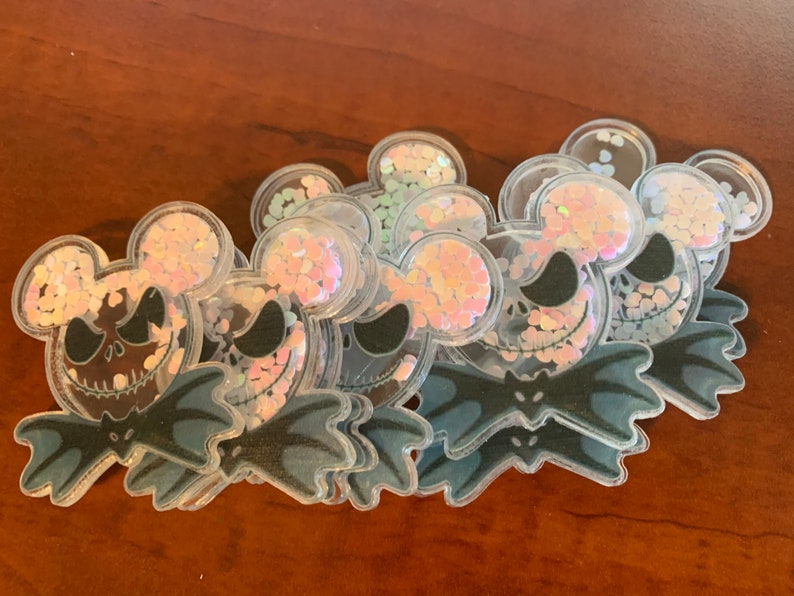 hair bow center Flat Back Planar Resin embellishment Nightmare Before Christmas Jack Glitter Shaker cabochon