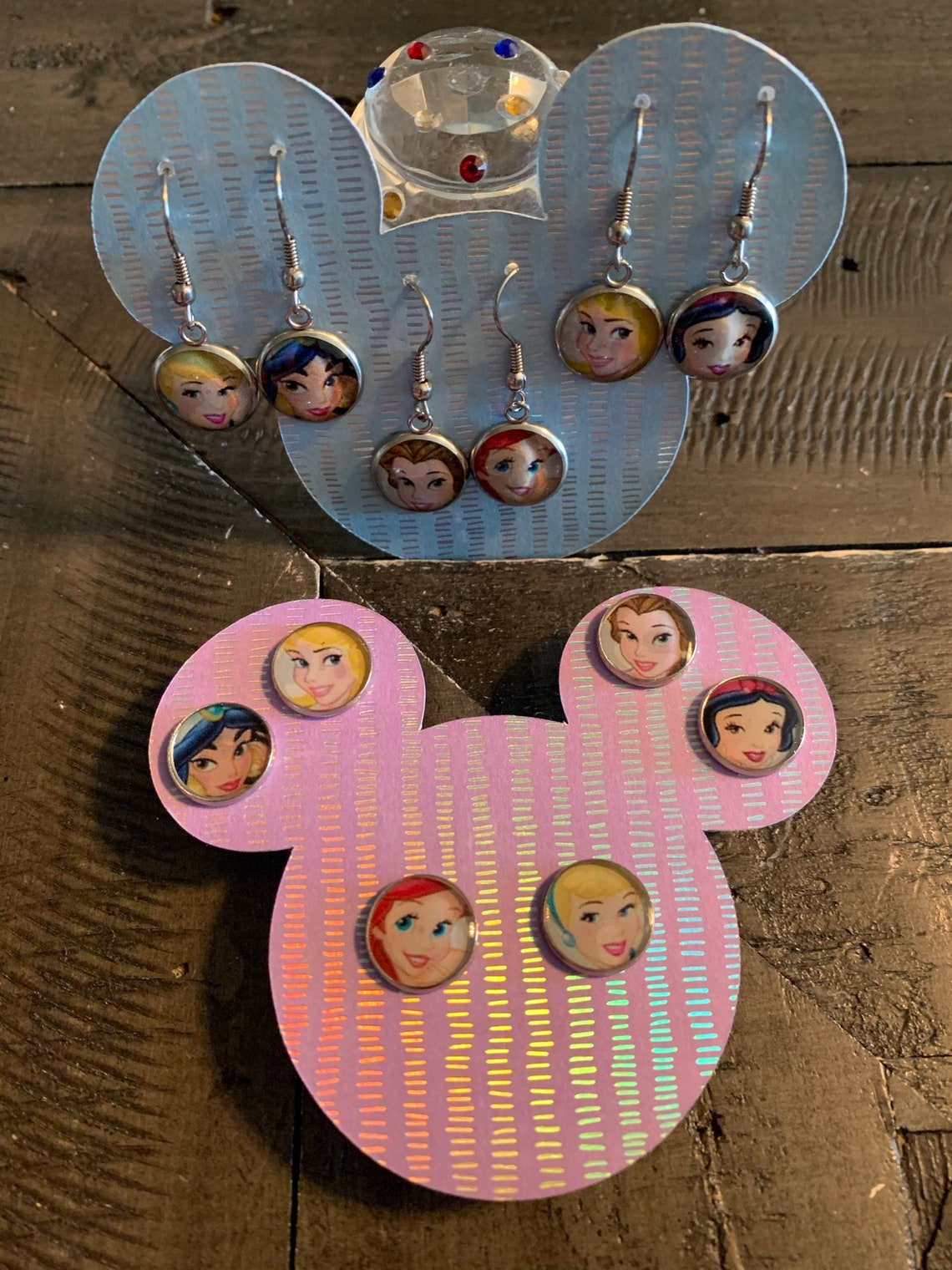 Disney Princess Earring Set Faux Leather Circles Stainless Etsy