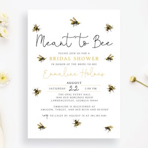 It's Meant to Bee Bride to Bee Bridal Shower Invitation Invite Simple Modern Greenery Floral Advice Recipe Set | Digital or Printed Cards