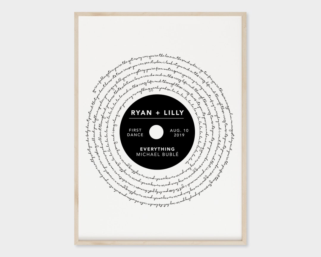 Personalized Vinyl Record Song With Lyrics on Acrylic With 