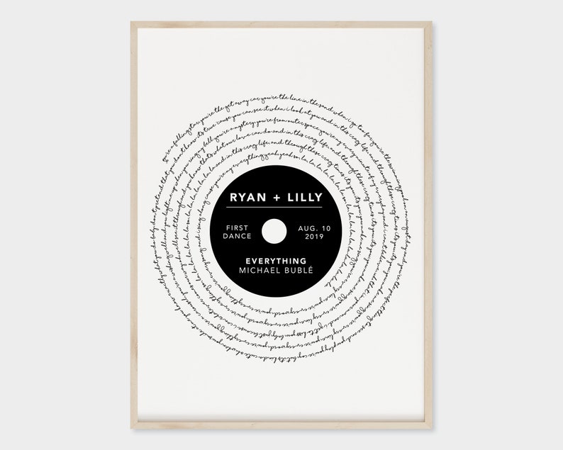Vinyl Record Song Lyrics Personalized Custom Print 1st Etsy UK