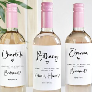 Brautjungfer Vorschlag Wein Champagner Flaschenetiketten, werden Sie meine Brautjungfer sein Trauzeugin Geschenk, Paare gut, Hochzeitsbevorzugung gedruckt benutzerdefinierte