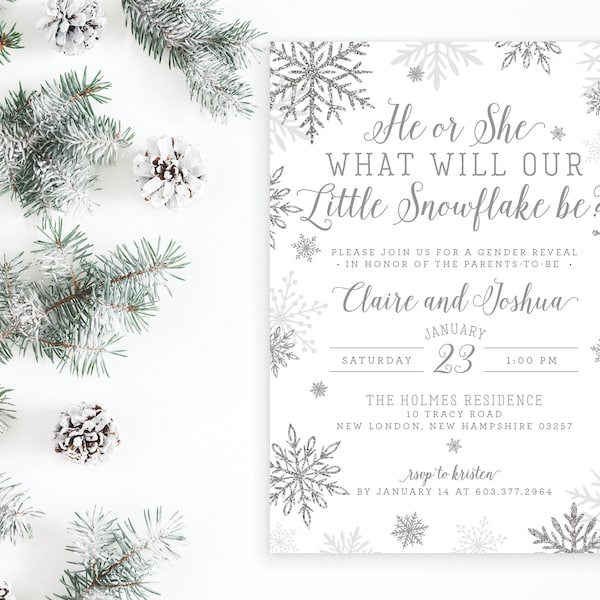Snow Gender Reveal Invitations Etsy