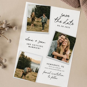 Save the Date Card Polaroid Snapshot Photo Booth Collage Simple Wedding Announcement Engagement Modern  | Digital or Printed Cards (780)