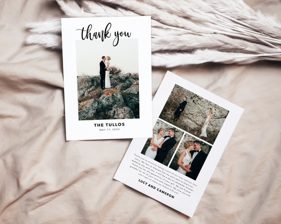 Wedding Thank You Card Photo Collage Announcement Bridal - Etsy