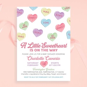 A Little Sweetheart is on the way Baby Love Heart Girl Shower Invitation Set Valentine's Day February Diaper Book | Digital or Printed Cards
