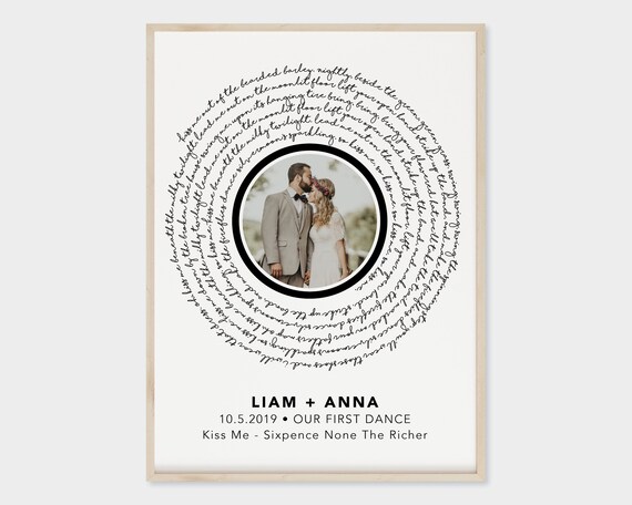 Personalized Song Lyrics Vinyl Record Print