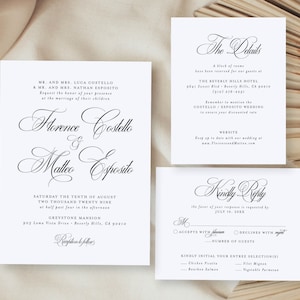 Florence | Formal Elegant Minimalist Wedding Invitation Reply Card and Details Card Suite Set, Timeless Classic | Digital or Printed Cards
