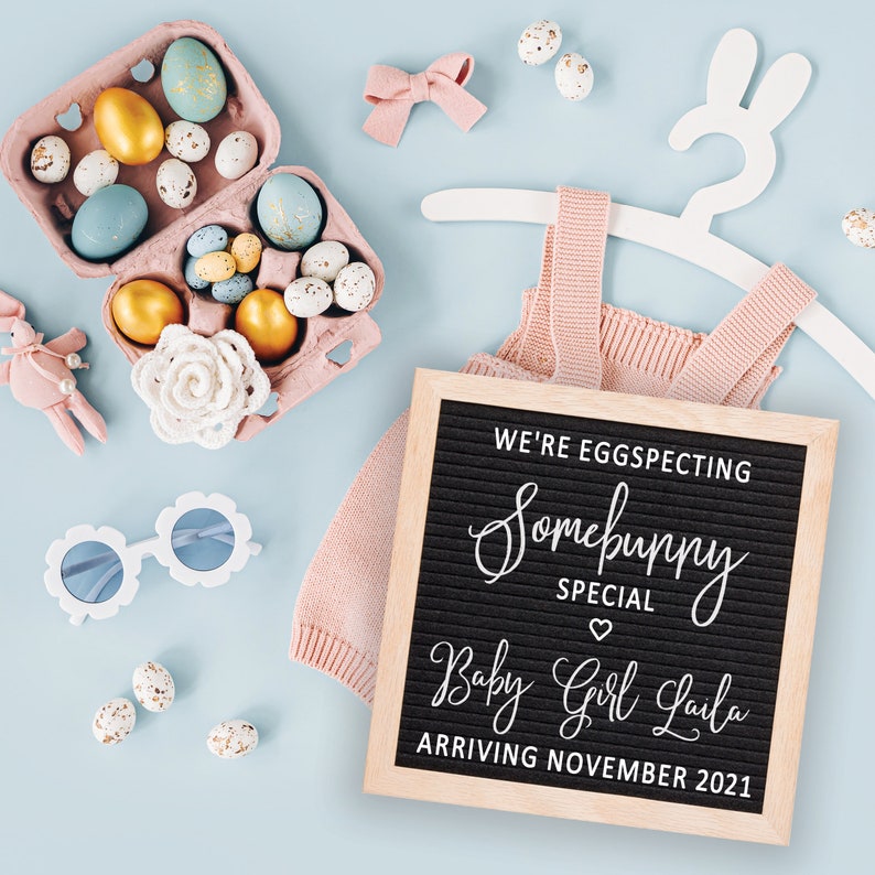 Eggspecting Somebunny Special Pregnancy Announcement Easter Social Media Baby Personalized Letterboard Sonogram Spring Digital FileONLY 449