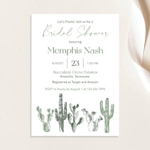 Let's Fiesta Taco 'Bout Love Bridal Shower Invitation Invite Cactus Minimalist Boho Greenery Advice Recipe Digital Printed Cards envelopes