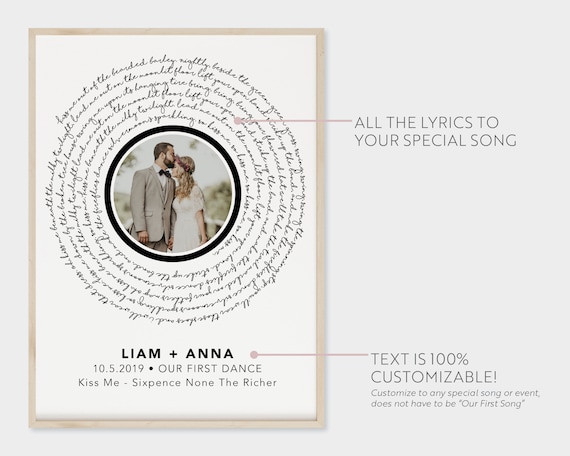 Personalized Vinyl Record Song With Lyrics on Acrylic With 