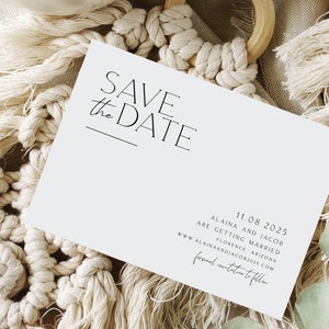 Save the Date Card Simple Timeless Classic Wedding Announcement Engagement Modern Minimal Black White | Digital or Printed Cards (758)