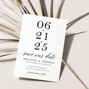 Large Date Numbers Save the Date Card Simple Timeless Wedding Announcement Engagement Modern Minimal | Digital or Printed Cards (754)
