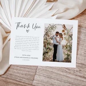 Wedding Thank You Card Photo Collage Announcement Bridal Shower Simple Timeless Modern Minimalist Classic | Digital or Printed Cards (880)