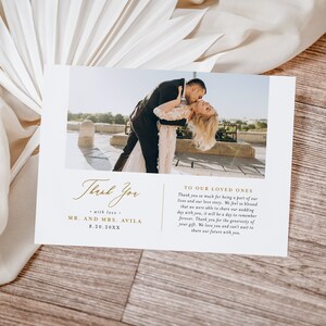 Wedding Thank You Card Photo Collage Announcement Bridal Simple Timeless Modern Minimalist Classic | Digital or Printed Cards (870)