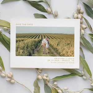 Save the Date Card with Photo Gold Simple Timeless Wedding Announcement Engagement Modern Minimal | Digital or Printed Cards (770)
