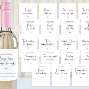 Etiquettes de bouteilles de champagne pour maman, jalons, modernes, nouveau-né, baby shower, cadeau de mariée, panier-cadeau pour parents débutants, autocollants imprimés