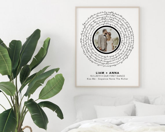 Song Lyrics Print, Song Lyrics Wall Art, Vinyl Record, Custom Song Lyrics,  First dance, Wedding Song Lyrics, Wedding Song, Song Lyrics