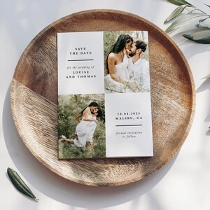 Save the Date Card Photo Collage Simple Timeless Wedding Announcement Engagement Modern Minimal Classic | Digital or Printed Cards (790)
