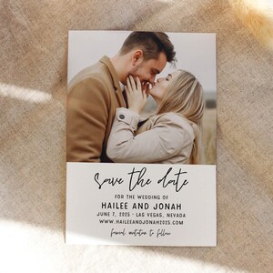 Save the Date Card with Photo Simple Timeless Wedding Announcement Engagement Modern Minimal Black White | Digital or Printed Cards (775)