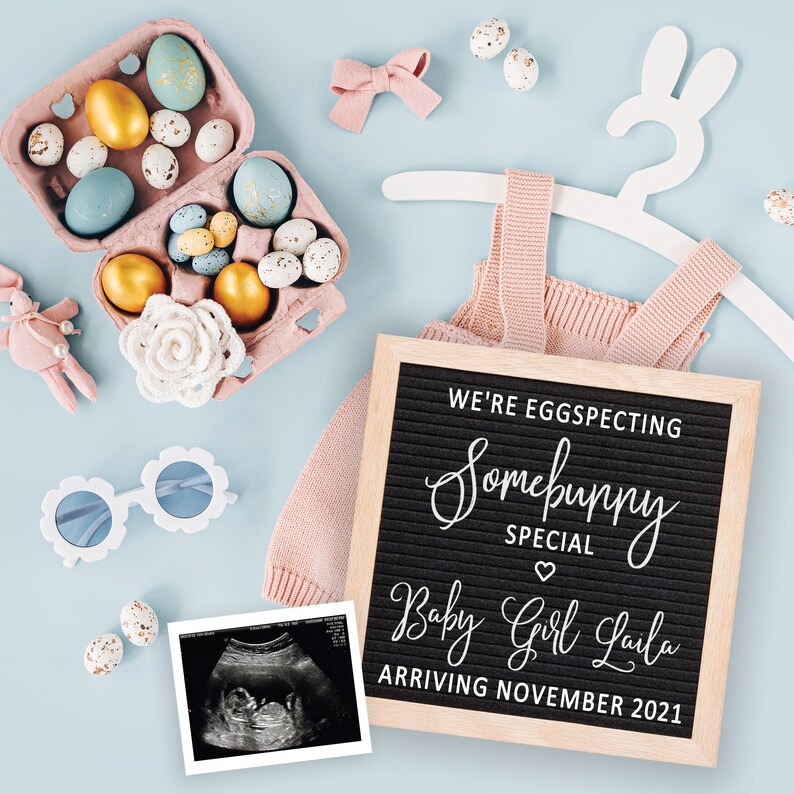 Eggspecting Somebunny Special Pregnancy Announcement Easter Social Media Baby Personalized Letterboard Sonogram Spring Digital FileONLY 449
