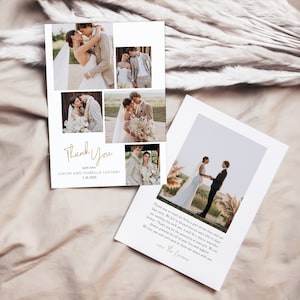 Wedding Thank You Card Photo Collage Announcement Bridal Shower Simple Timeless Modern Minimalist Classic | Digital or Printed Cards (879)