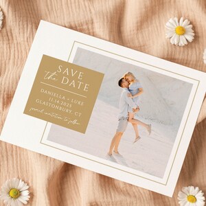 Save the Date Card Photo Gold or Any Color Simple Timeless Wedding Announcement Engagement Modern Minimal | Digital or Printed Cards (781)