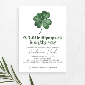 A little Shamrock is on the Way St. Patrick's Day Simple Modern Baby Girl Boy Shower Invitation Set Diaper Book | Digital or Printed Cards