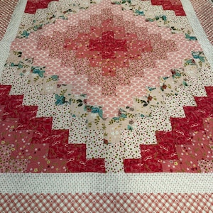 Baby/little girl large handmade pieced pink quilt. Trip around the world design FREE SHIPPING