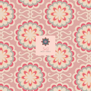 AGF Premium Cotton Fabric Sold by the Half Yard. Fancy Buttons Rose