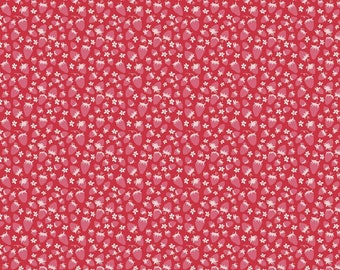 Riley Blake 100% Premium Cotton Fabric Strawberries Red from Summer Picnic Line.  Sold by the 1/2 yard