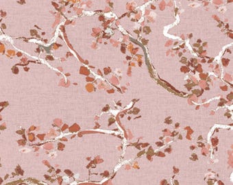 Art Gallery 100% Cotton Enchanted Leaves Powder from Twenty designed by Katarina Roccella.  pink floral fabric.  Sold by the Half Yard