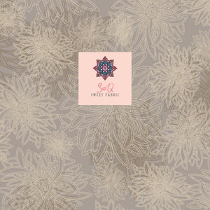 AGF Premium Cotton Fabric Sold by the Half Yard. Floral Elements Khaki